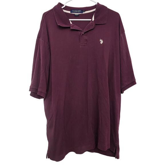 US POLO ASSN 2XL LUXURY FEEL BURGUNDY SHORT SLEEVE POLO SHIRT - Picture 1 of 4
